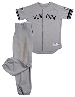 2008 Johnny Damon Game Used New York Yankees Road Uniform - Jersey and Pants (Steiner)Final Season Yankee Stadium